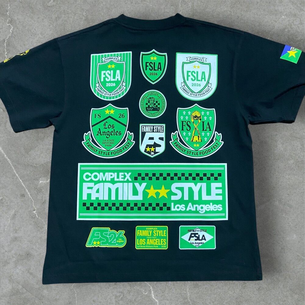 Complex Family Style Food Fest LA Los Angeles Black Green T-Shirt Men's Size M